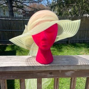 Vintage Kentucky Derby Hat Floral With Train Yellow